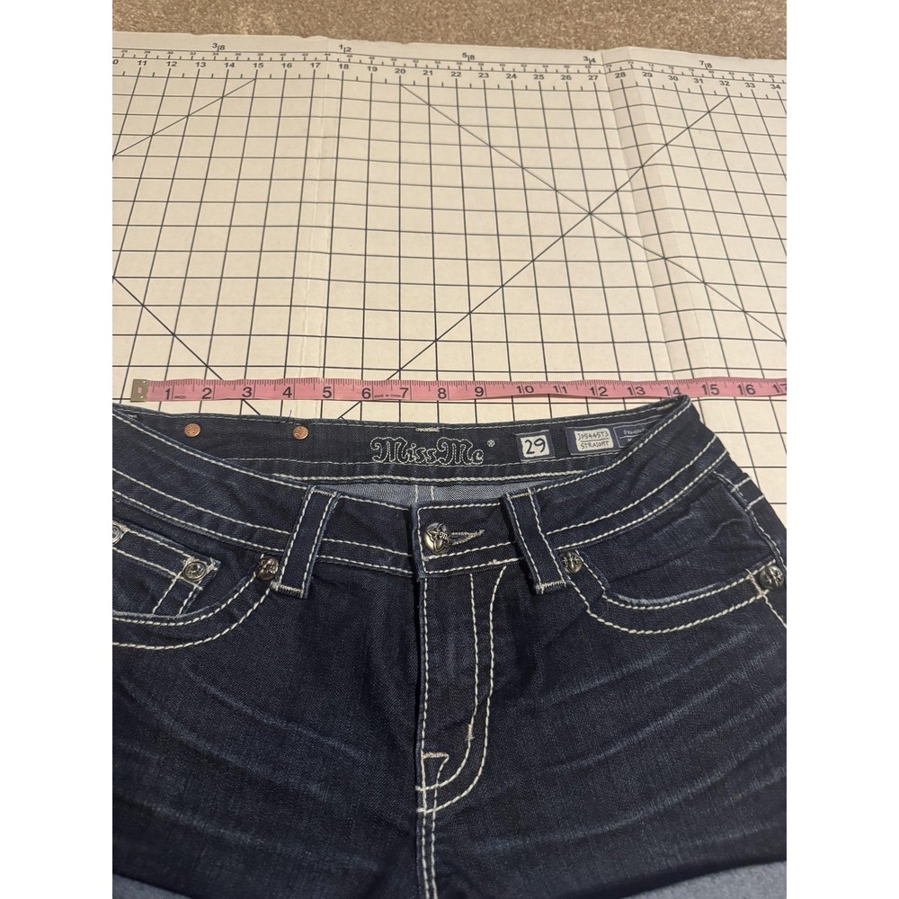 Miss Me Shorts Womens 29 Blue Denim Cuffed Hot Pants Rhinestone JP5445T2 - Picture 6 of 8